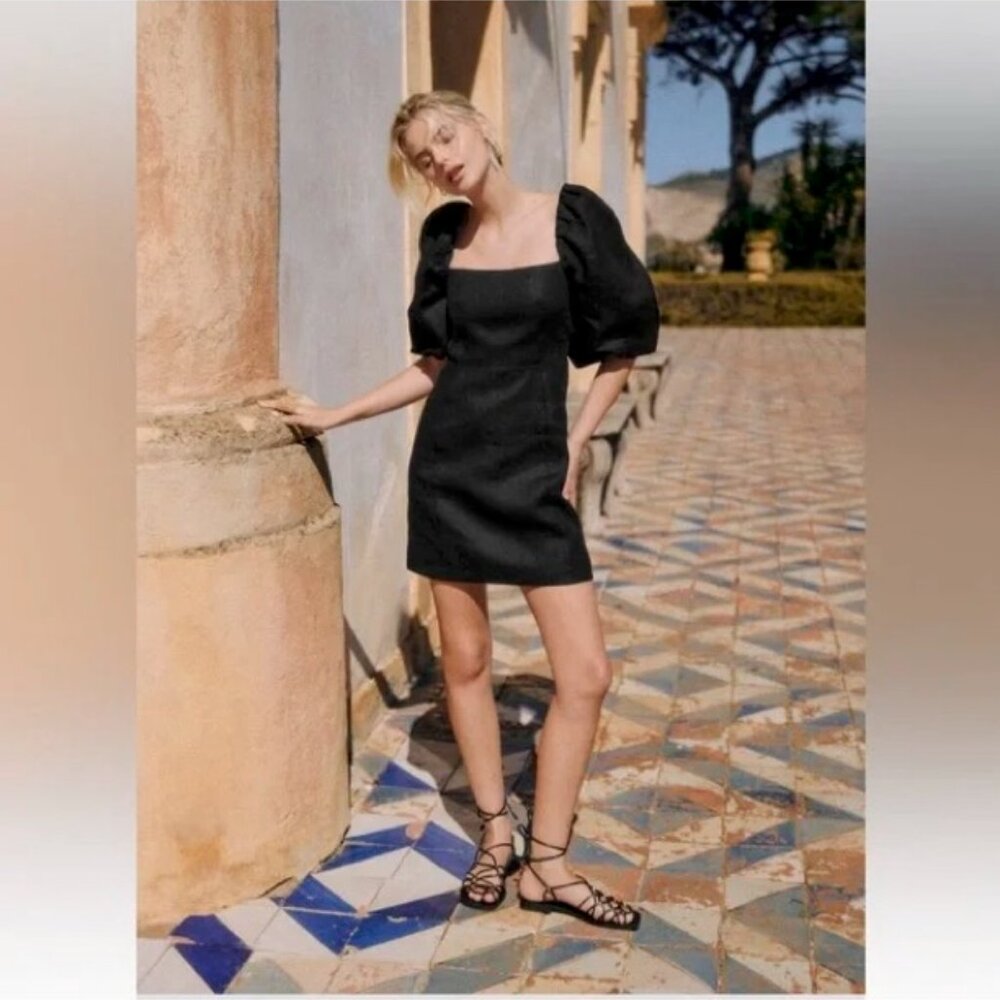 Sezane Armida Dress size 4 black linen